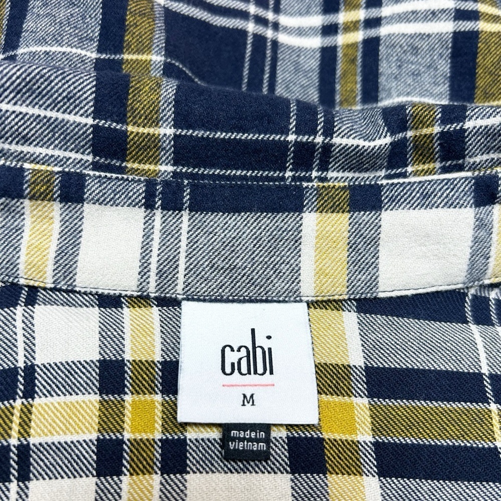 CAbi Seattle Shirt Women's Medium Plaid Flannel Ruffle Button Down Blue Yellow - Picture 7 of 9
